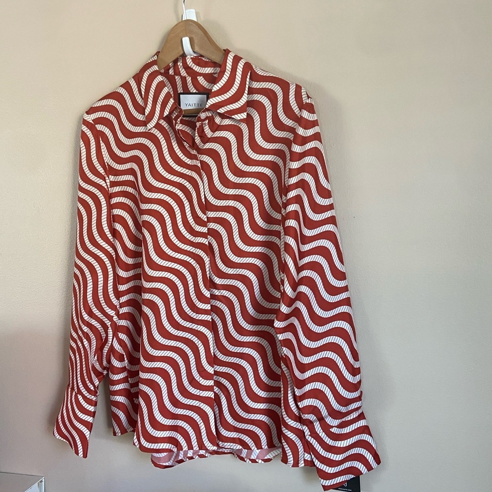 Yaitte Fiji Wave Silk Blouse In Burnt Red Large — image 5 of 8